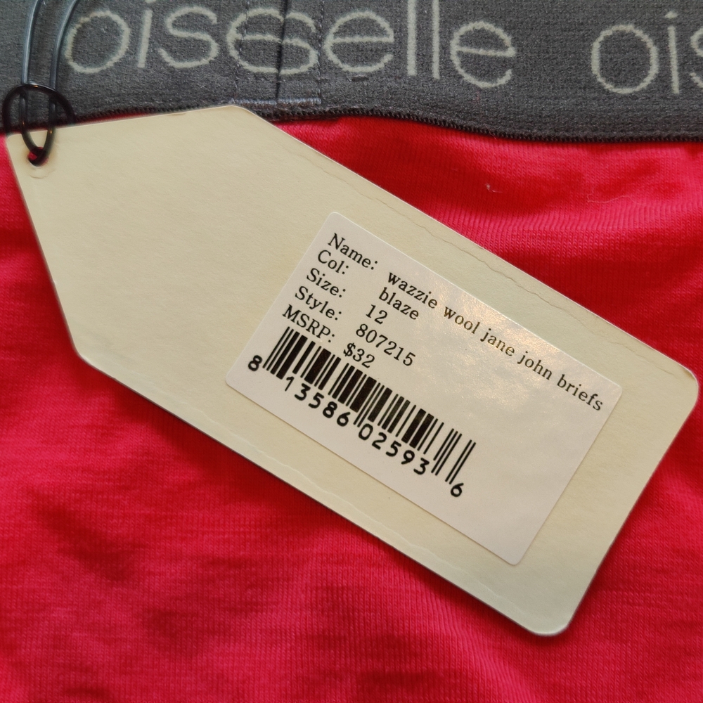 NWT Oiselle Wazzie Merino Wool Briefs 12 Blaze - Picture 3 of 3